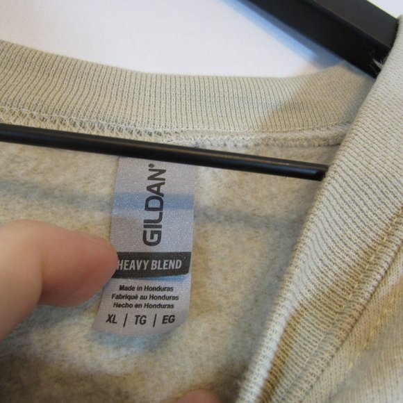 Gildan Beige Tan Crew Neck Winter Skiing Snowboard Goggles Sweatshirt - Picture 4 of 6